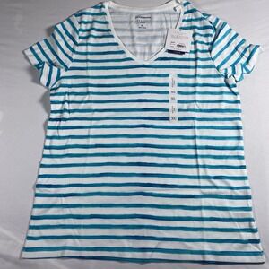 Women's Croft & Barrow Sz. XL Classic Tee Teal Green V-neck T-shirt 100% Cotton